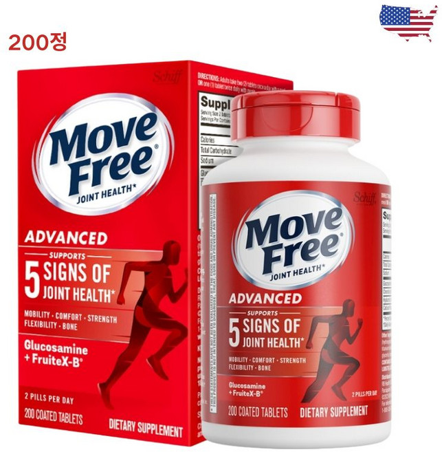 Move Free 무브프리 글루코사민 콘드로이친 히알루론션, 1개, 200정