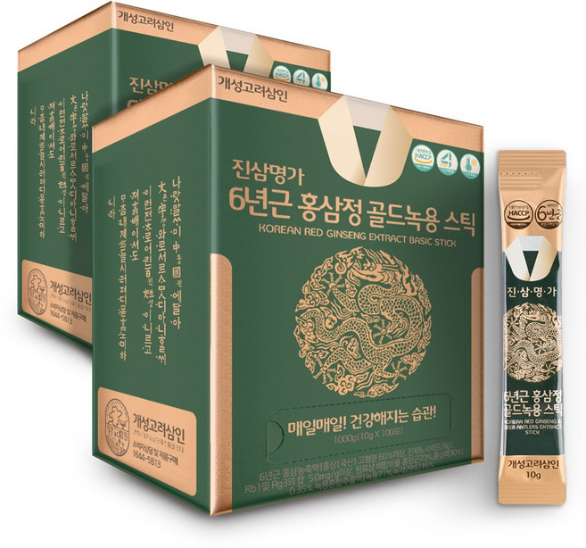 개성고려삼인 진삼명가 6년근 홍삼정 골드녹용 홍삼스틱, 200개, 10g