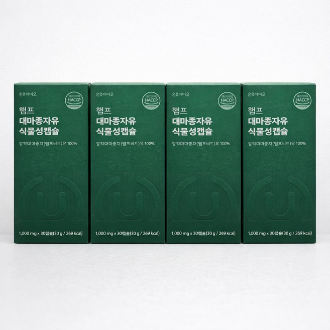 온유바이오 햄프 대마종자유 식물성 오일 캡슐 30g, 30정, 4개