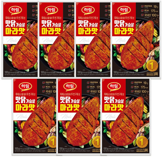 하림 맛닭 가슴살 마라 100g 7봉, 7개