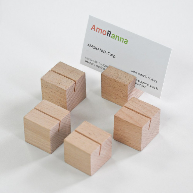 아모란나 우드 명함 메모 사진 꽃이 POP 스탠드 5P 폴라로이드 가격표 이름표, 5개