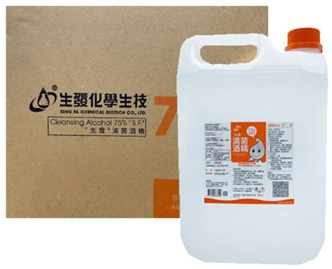 生發 清菌酒精 75% 4公升, 6個, 4L