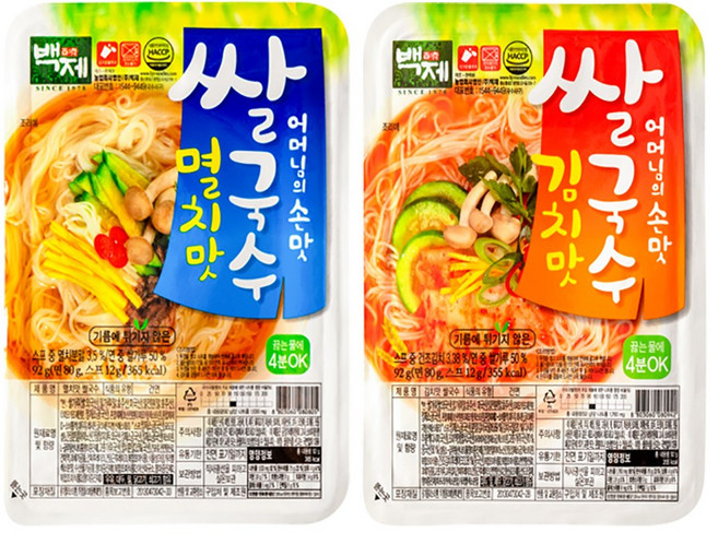 백제 쌀국수 멸치맛 12개 + 김치맛 12개, 92g, 24개