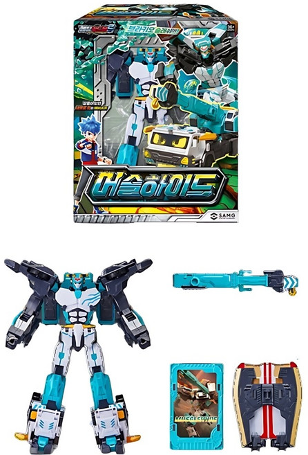7살 크레인변신 무기결합 변신카드 메탈카드봇 캐릭터완구 특별한선물, 1개, 메탈카드봇-머슬하이드(초록)