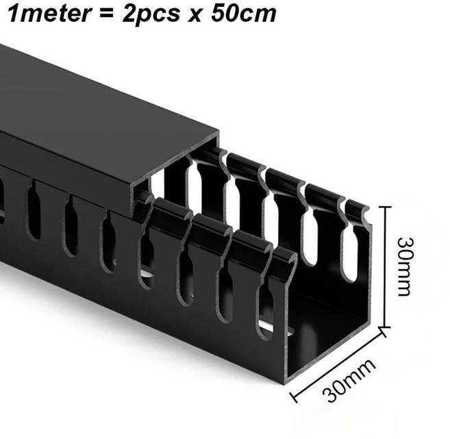 Hider Wall 케이블 관리 검정색 레이스웨이 키트 와이어 슬롯 표면 장착형 배전함 전기 캐비닛 배선, 50cm, 17 Black 30x30mm-50cm