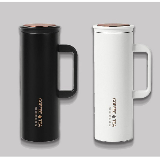 핫콤 진공 커피머그 손잡이 텀블러 450ml, 블랙, 1개