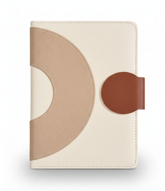 다다베 가죽 커버 줄노트, 1개, 아이보리 화이트