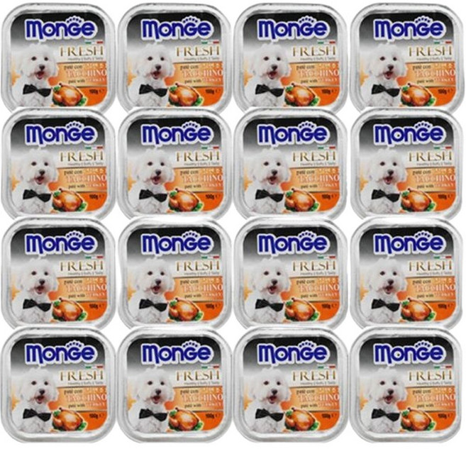 8 몽 캔 사각 애견 x16개 칠면조 100g 파우치 동물 용품 애완동물 강아지 개통조림 애완간식, 16개