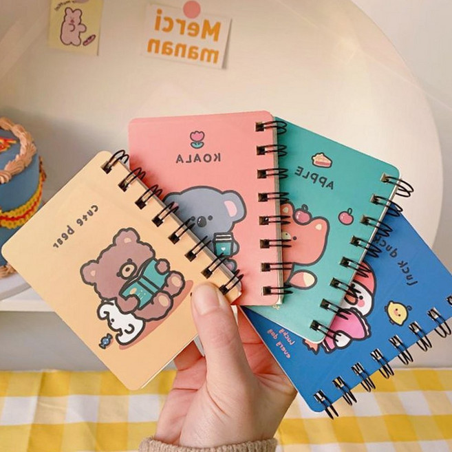 수첩 스프링 노트 미니 캐릭터 학습 메모 학생 다이어리, 1개, yuna  230 여우