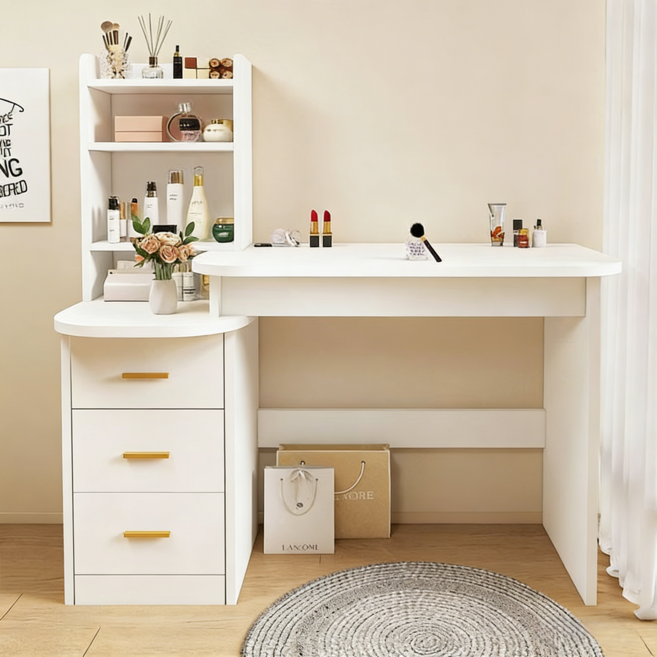 거실 대용량 서랍형 화장대 가정용 메이크업 수납장, 화이트 골드 100CM