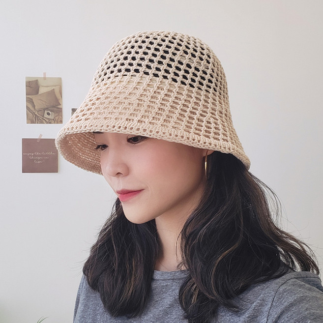 쿨썸머 벙거지 버킷햇 여자 보넷 여름 니트 모자 데일리