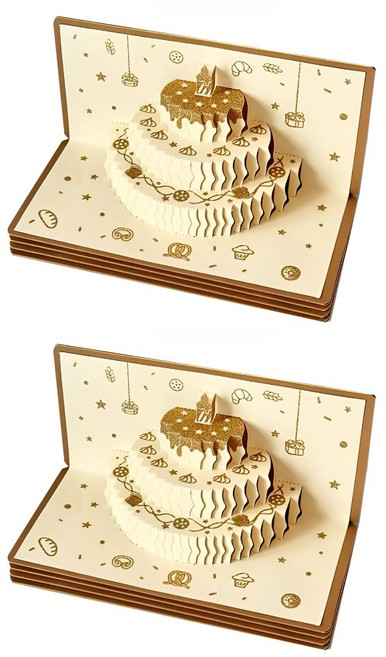 비브랜드 3D 케이크 입체 생일 용돈 봉투 이벤트 카드, 2개, 6슬롯 + 10슬롯