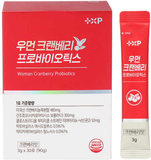 우먼 크랜베리 프로바이오틱스 질 유산균 보울라디 낙산균 30포, 1세트, 30회분