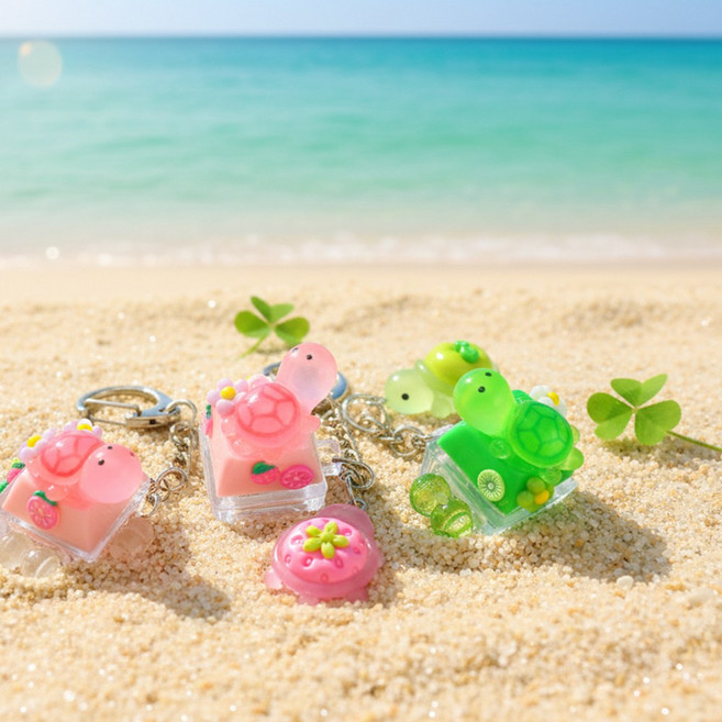 봄이오나봄 키트 5인용 행운의 네잎클로버 거북이 LED 키캡 키링 만들기 2종 세트 청축 키보드 키링 재료 열쇠고리 공예 부자재 학교 단체 행사 체험 활동, 행운 거북이 키캡 (일반키캡) 5인용, 1개