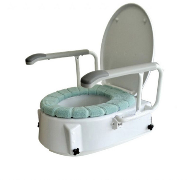 海夫健康生活館 馬桶增高器 ZHTW2018 三段高度調整 可拆式扶手, 1個, 白色