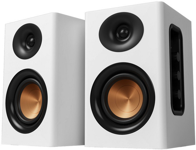 SAUNGYU 컴퓨터스피커 80W 2채널 PC 게이밍 하이파이 고음질 블루투스 북쉘프 액티브 앰프내장형 USB DAC 옵티컬 RCA 연결, 화이트+코퍼, BK4020A