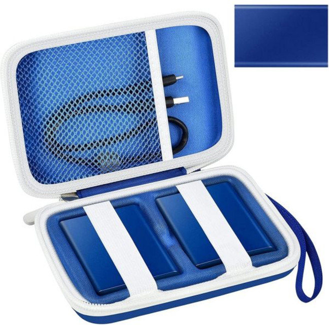 삼성 T7T7 터치 포터블 SSD 호환 케이스 1TB 2TB 500GB USB 32 외장 솔리드 스테이트 드라이브 2개 세트 케이블 휴대용 여행 박스 박스만 블랙, Blue, Blue