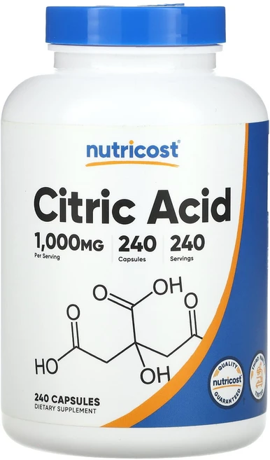 Nutricost 구연산 1000mg 캡슐 240정, 1개 - 쿠팡