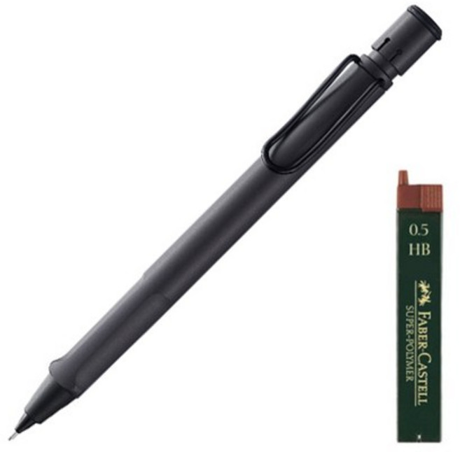 LAMY 사파리 샤프 117매트블랙 + 샤프심 HB 랜덤발송 + 리플렛 + 케이스, 1세트, 0.5mm