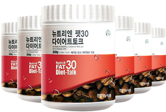 (당일 출고) 뉴트리엔 팻30 다이어트 토크커피 대용량300g 가르시니아 배변 숙변 식이섬유 음료 뱃살, 300g, 6개