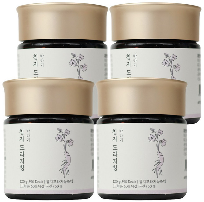 바라기 침지 도라지청 국산 3년근 도라지 진액, 4개, 1개입, 120g