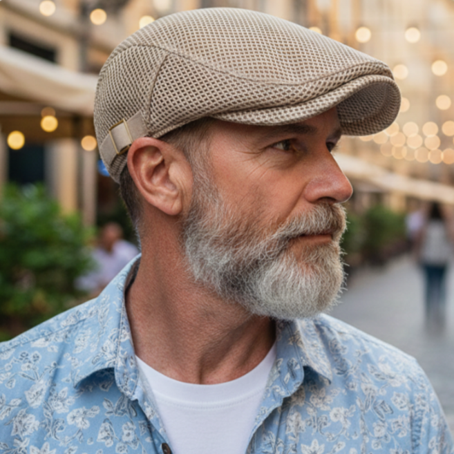 낭만삼춘 C14 중년 남성 통기성 메쉬 헌팅캡 데일리 베레모 낚시 모자 골프 모자