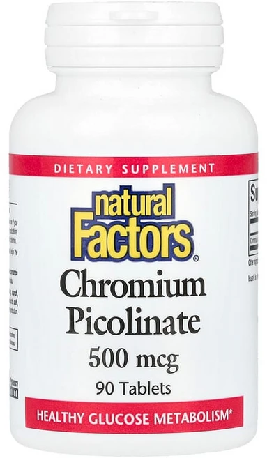 내추럴 팩터스 Natural Factors 피콜린산크로뮴 500mcg 90정122206원산지:기타, Natural Factors, 피콜린산크로뮴, 500m, 90정, 1개 - 쿠팡
