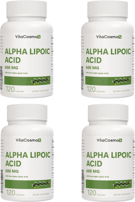 VitaCosmoX 비타코스모엑스 알파리포산 알파-리포산 알파 리포익 애시드 600 mg 야채캡슐, 4개, 120정
