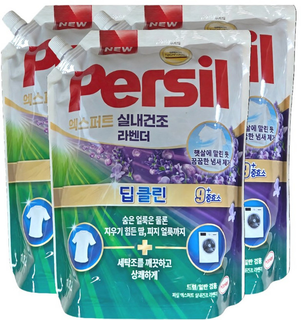 퍼실 딥클린 실내건조 라벤더 드럼일반겸용, 1.8L, 3개