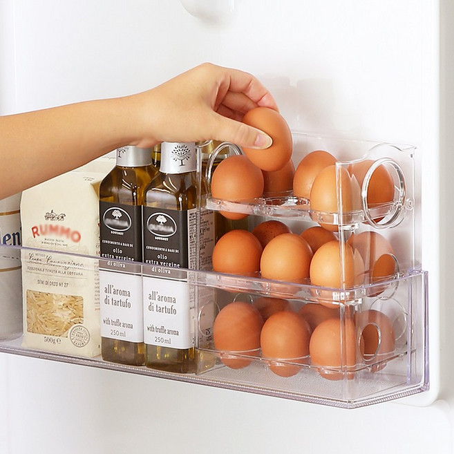 퀴진드마망 자동오픈 계란 보관함 트레이(3단18구)