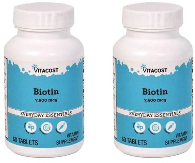 비타코스트 비오틴 7500mcg Vitacost Biotin, 2개, 60정 - 쿠팡