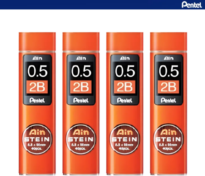 펜텔 Ain 아인슈타인 고강도 샤프심, 4개, 0.5mm, 2B