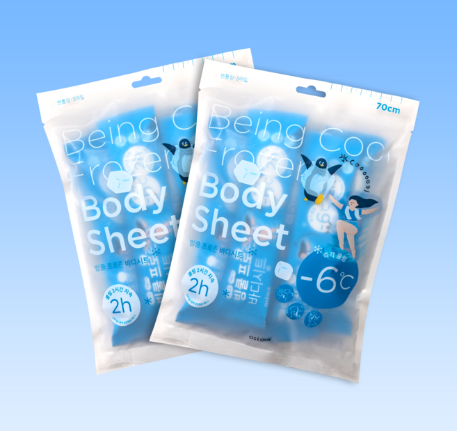 [오제끄 본사] 원조 바디시트 실온보관 사용즉시 쿨링지속/ 빙쿨 프로즌 바디시트 5매입 2개 총 10매입 여행/휴가/운동/골프/야구장/페스티벌/더위/출퇴근 필수품/쿨스카프/쿨링시트, 2세트