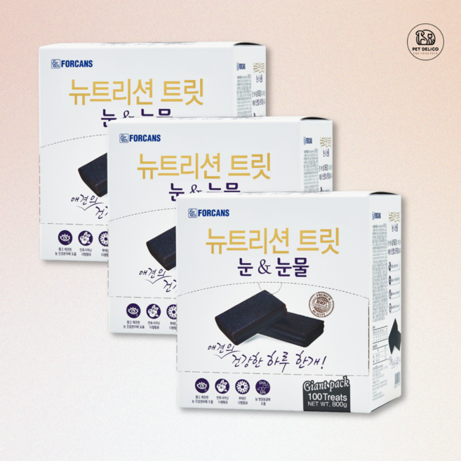 포켄스 뉴트리션 트릿 강아지 덴탈껌 영양제 100P, 눈물개선/눈건강, 3개