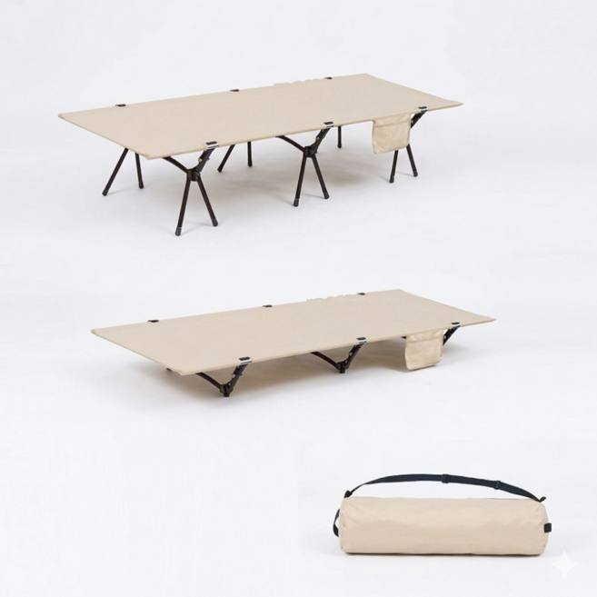 이스턴 7075 항공알루미늄 와이드 캠핑 야전침대 2WAY 높이조절 초경량 폴딩 베드, 베이지