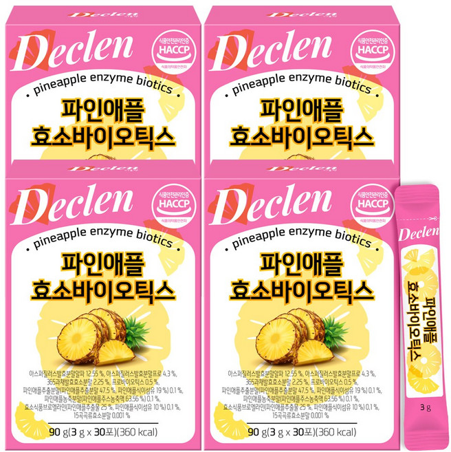 디클렌 브로멜라인 파인애플 효소 프로바이오틱스, 90g, 4개