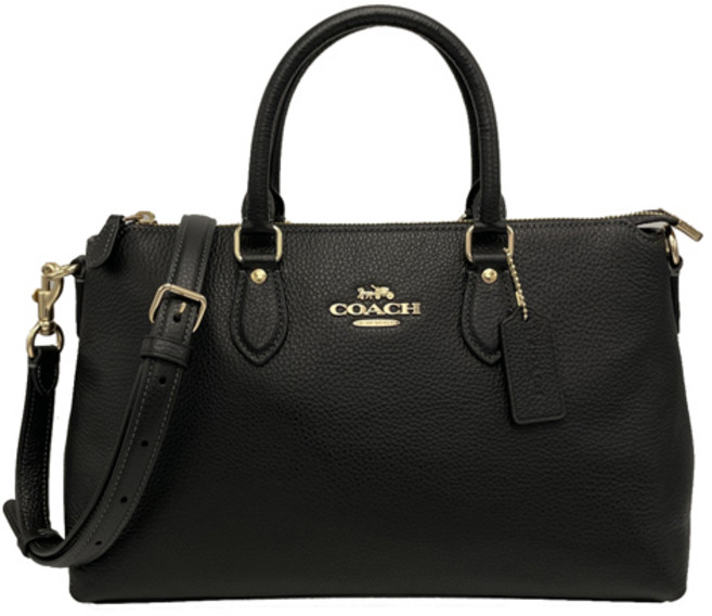 COACH 素面牛皮手提斜背兩用托特包
