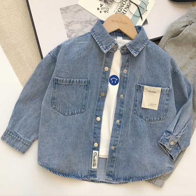 꼬꼬몽 아동용 유니크 청남방 데님 셔츠