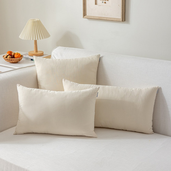 [생활방수] 커버무드 순면 소파 쿠션 + 솜 포함, 아이보리