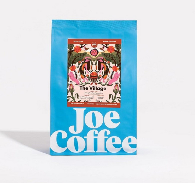 Joe Coffee Company 하프 디카페인 하프 레귤러 커피콩 미디엄 로스트 화학 프리 디카페인 공정 원두 355ml(12온스) 백, The Village Women-Produced, The Village Women-Produced