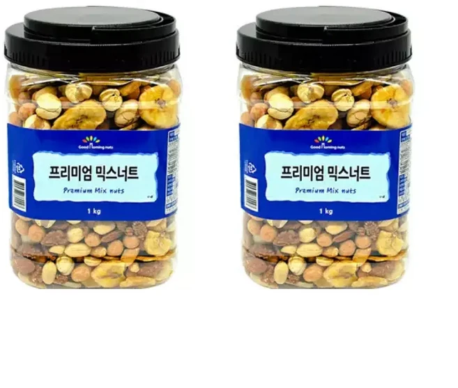 굿모닝너츠 프리미엄 믹스넛 용 2통, 1세트, 2kg