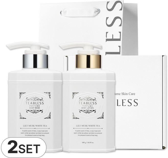 티블레스 릴리 머스크 화이트티 퍼퓸 바디로션 앤 바디워시 기프트 세트, 2세트