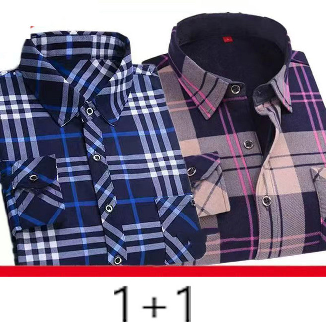 1+1 중년 남성 긴팔 셔츠 봄가을 루즈핏 빅사이즈 캐주얼 남방 여름 아빠룩 춘추 체크 셔츠 상의 SJS