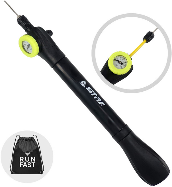 스타스포츠 양방향 압력게이지 스포츠 볼펌프 니들보관 내장형호스 공기주입기 (MT 짐색 지급), 1개, 블랙계열