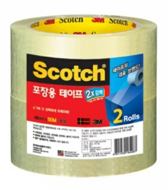 3M 스카치 포장용 테이프 3615-2 투명 48mm x 50Mx2롤, 상세설명 참조