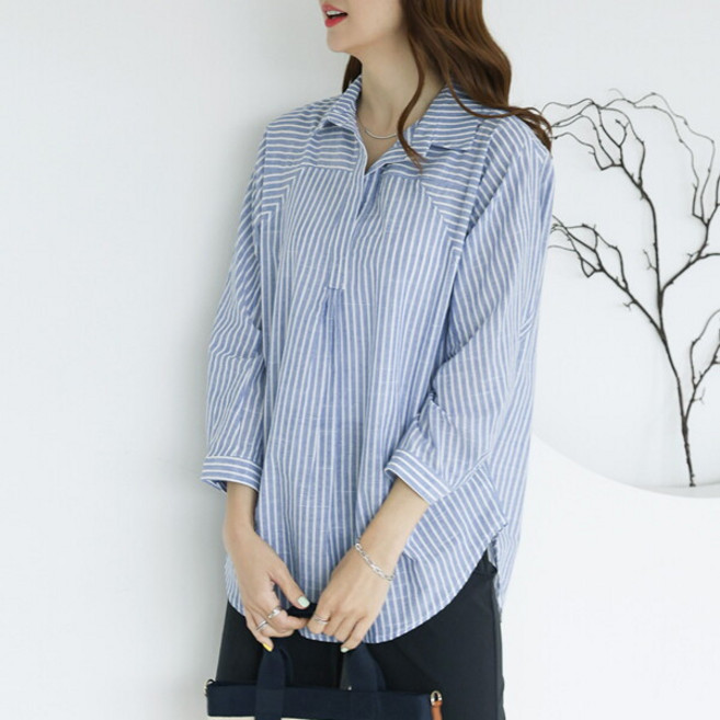 [데드라] (~88size)스트라이프핀턱남방 TBC3386