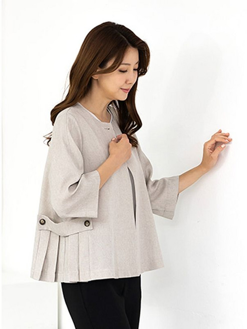 모슬린 엄마옷 라운드 원버튼 A라인 주름 자켓 MQG126247 마담 미시 중년여성 빅사이즈 할머니옷 50대 60대 70대