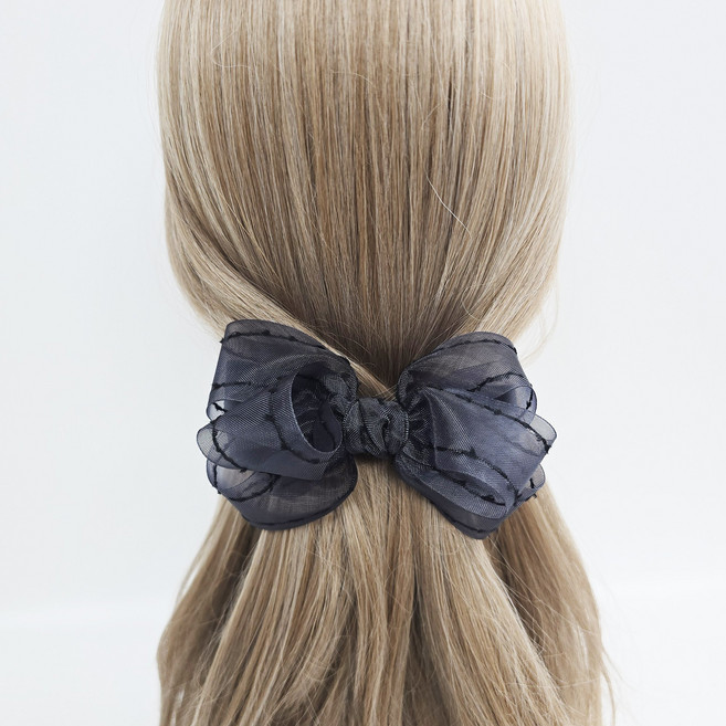 시크몽 샤이닝 스티치 오간자 10cm 핀대 볼륨 빅리본 자동핀