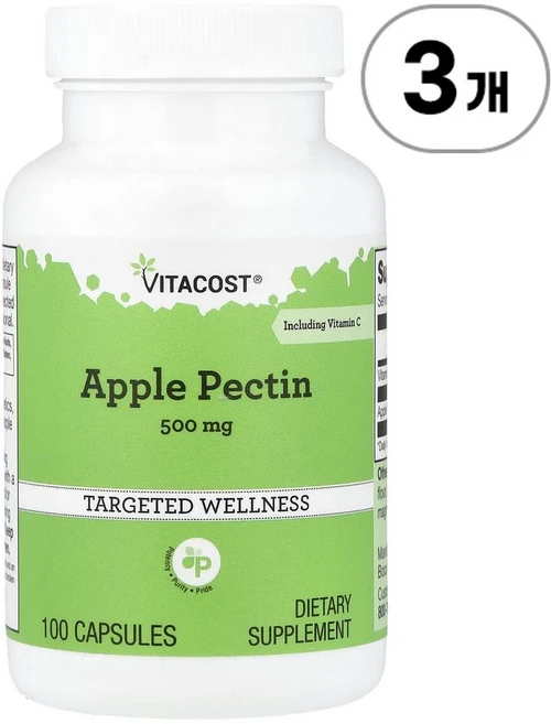 비타코스트 애플 펙틴 비타민 C 함유 Vitacost Apple Pectin Including Vitamin C 100정, 3개 - 쿠팡