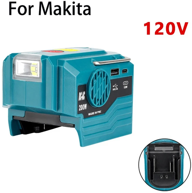 마끼다호환 18V 배터리 용 전원 인버터 120V220V AC 출력 USB Type-C가있는 휴대용 수정 사인파 생성기, 01 China Mainland, 01 For 마끼다호환  120V